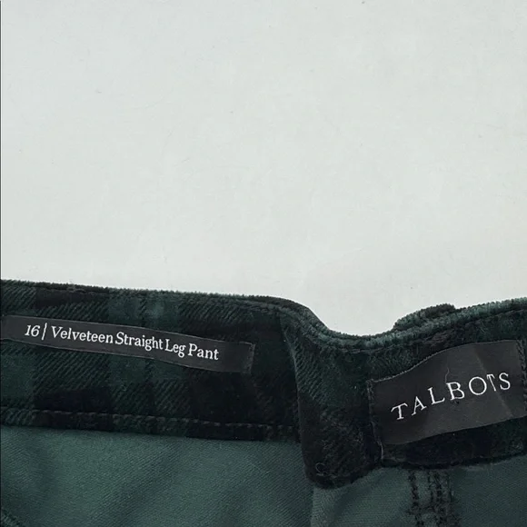 Talbots Holiday Preppy Old Money Tartan Plaid Velveteen Straight Leg Pants - Picture 9 of 16
